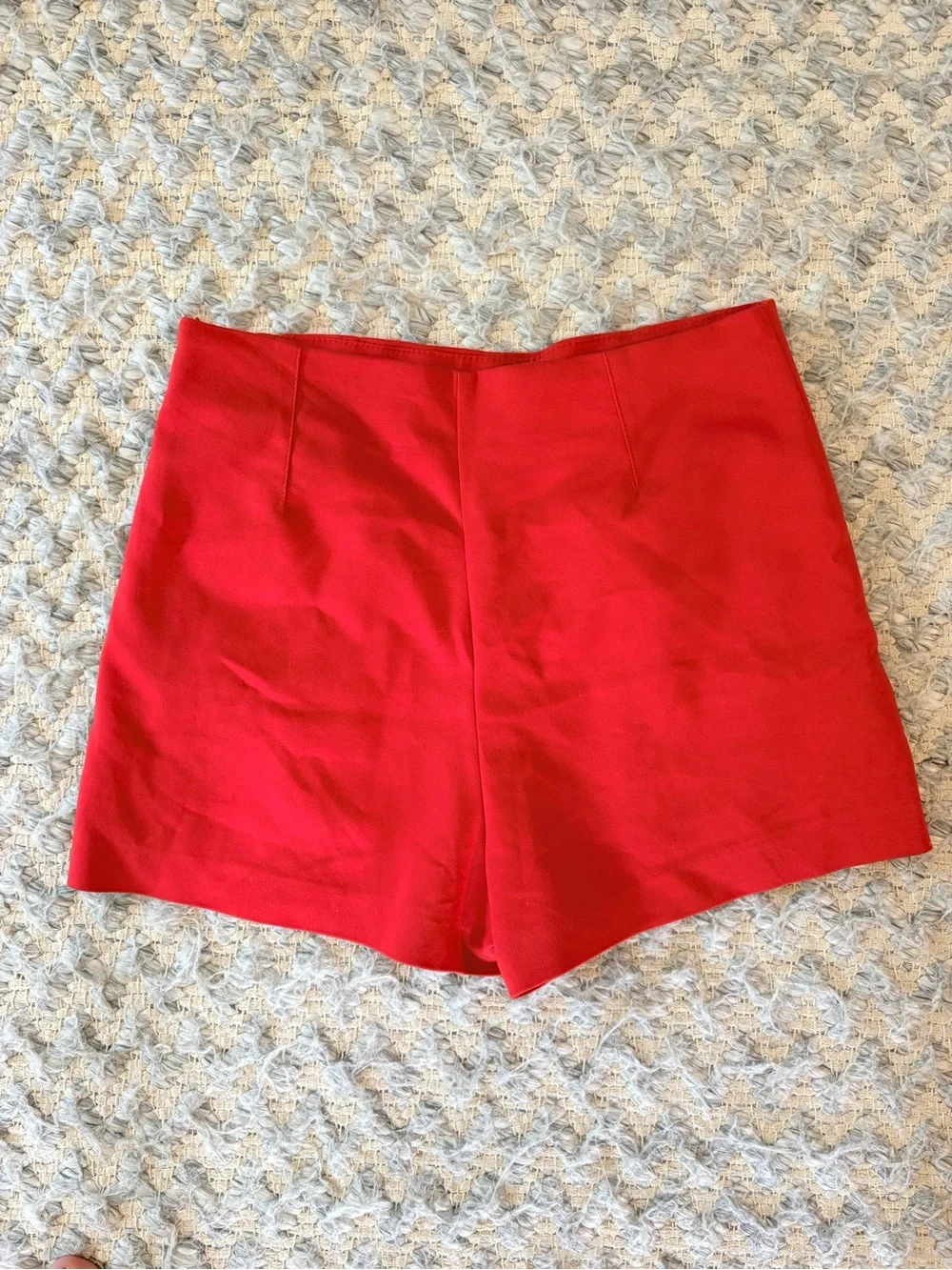Zara Red High-Waist Tailored Shorts
